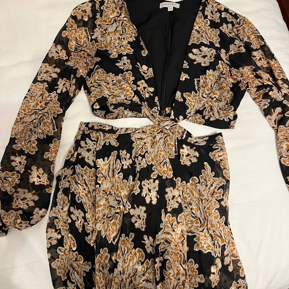 Gianni Bini Marisol Jacquard Cut Out Long Sleeved V Dress as - Picture 10 of 11